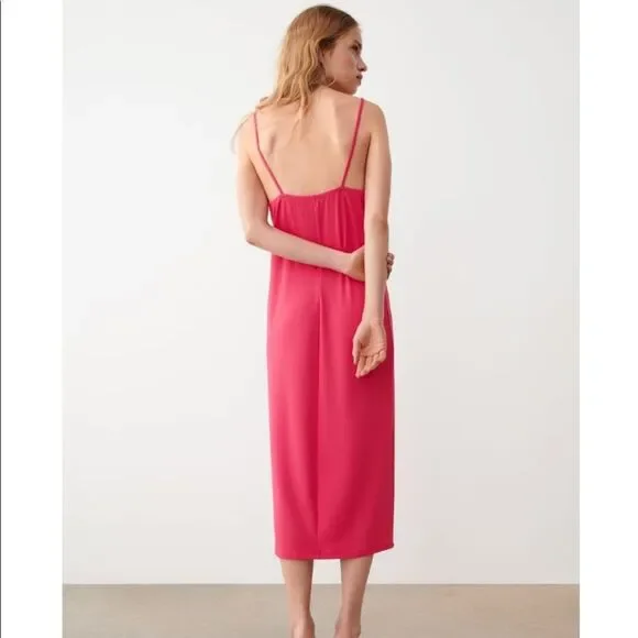 ZARA RUCHED SLIP DRESS - Picture 7 of 8